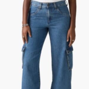 Levi's Super Low Loose Fit Blue Wide Leg Cargo Jeans